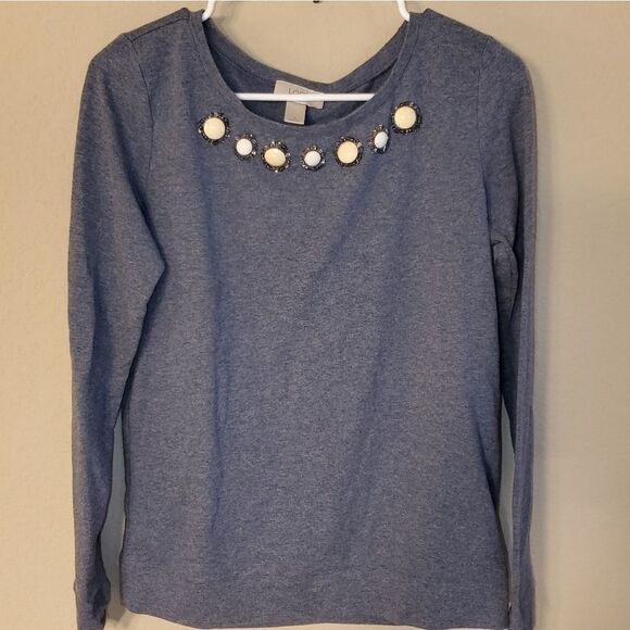 Ann Taylor loft beaded Light casual sweater - Picture 3 of 6